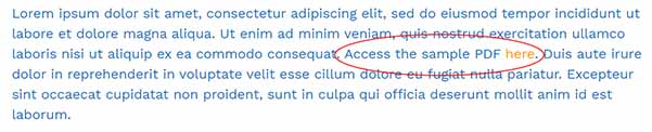 WordPress lorem ipsum text sample with link.