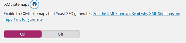 WordPress XML sitemaps enable or disable screen.