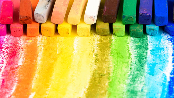 A rainbow of oil crayons