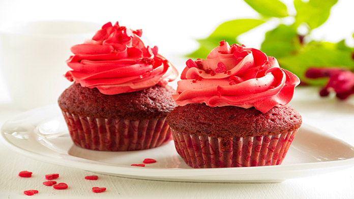 two red velvet cupcakes