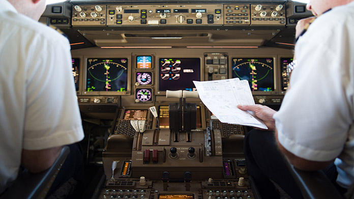Two pilots in a cockpit