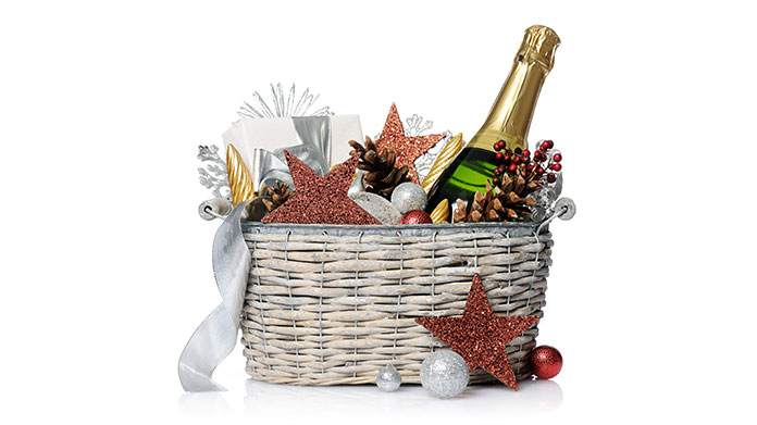 A filled gift basket