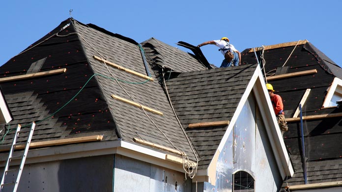 A house being re-roofed