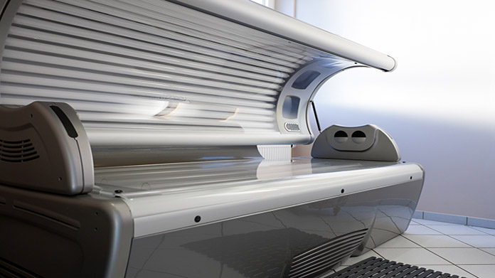 an opened tanning bed