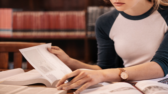 A woman preparing for a test