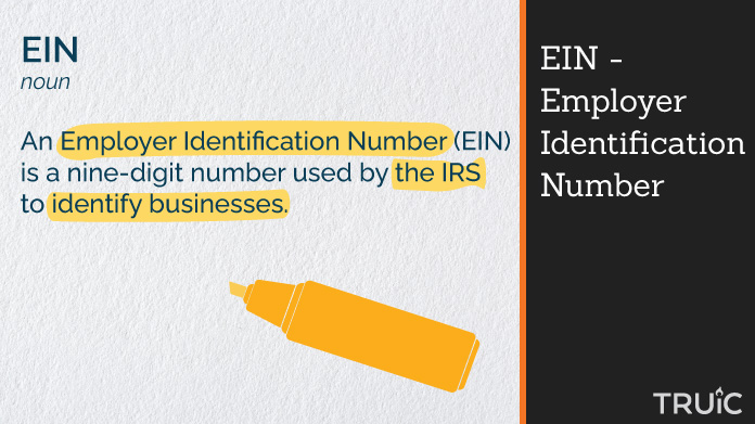Definition of EIN with key phrases highlighted.