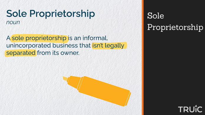 Definition of a sole proprietorship with highlighting.