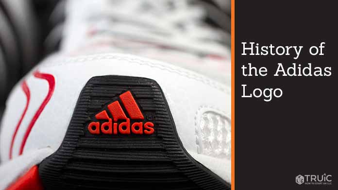 Adidas logo on the back of sneakers.