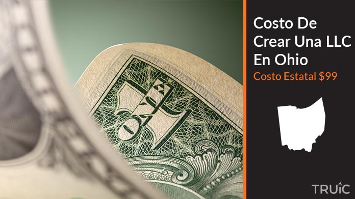 Imagen de un dolar (USD) y el estado de Ohio. Costo de crear una LLC en Ohio
