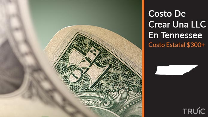 Imagen de un dolar (USD) y el estado de Tennessee. Costo de crear una LLC en Tennessee