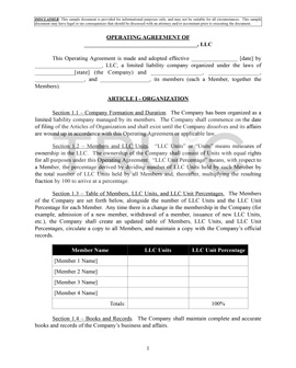 Sample member-managed multi-member LLC operating agreement.