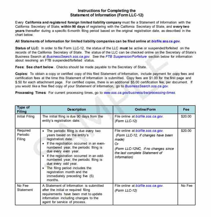 California change registered agent form