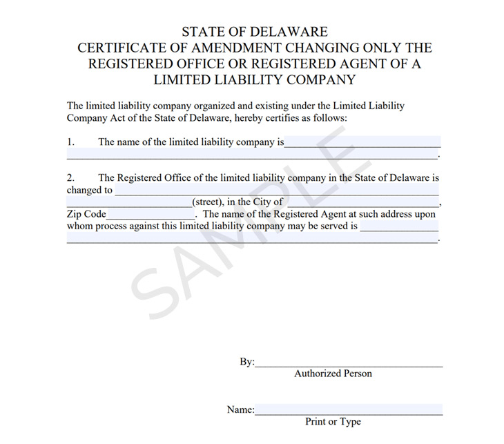 Delaware change registered agent form