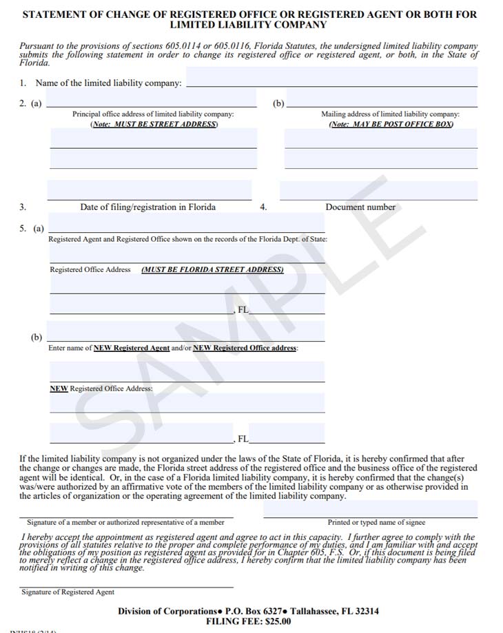 Florida change registered agent form