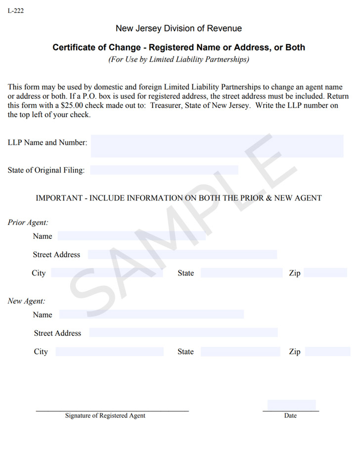 New jersey change registered agent form