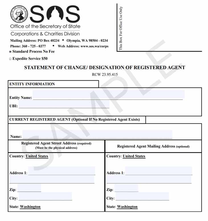 Washington change registered agent form