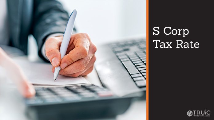 Business man using a calculator for S corp taxes.